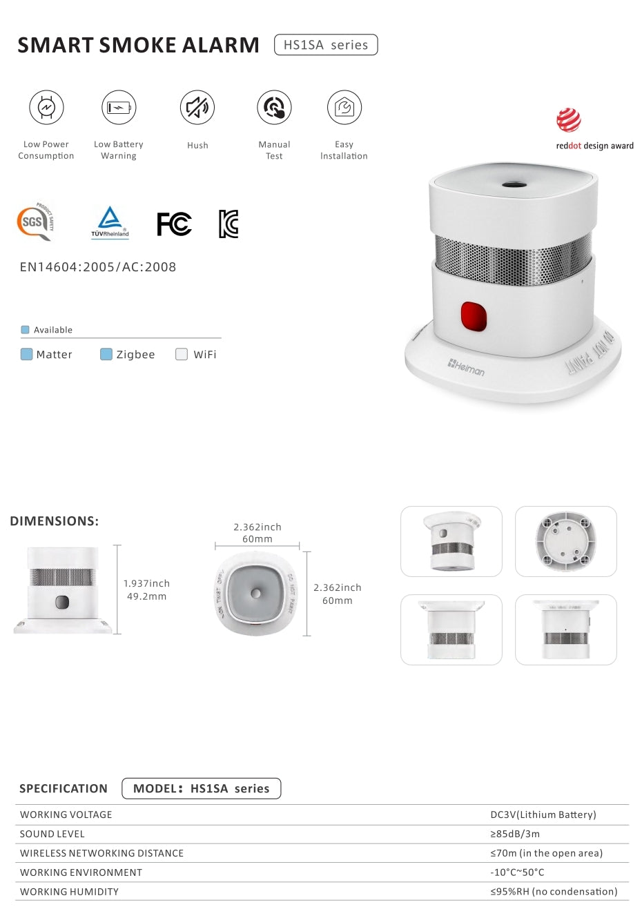 Pre-order: Matter smoke detector from Heiman HS1SA-M