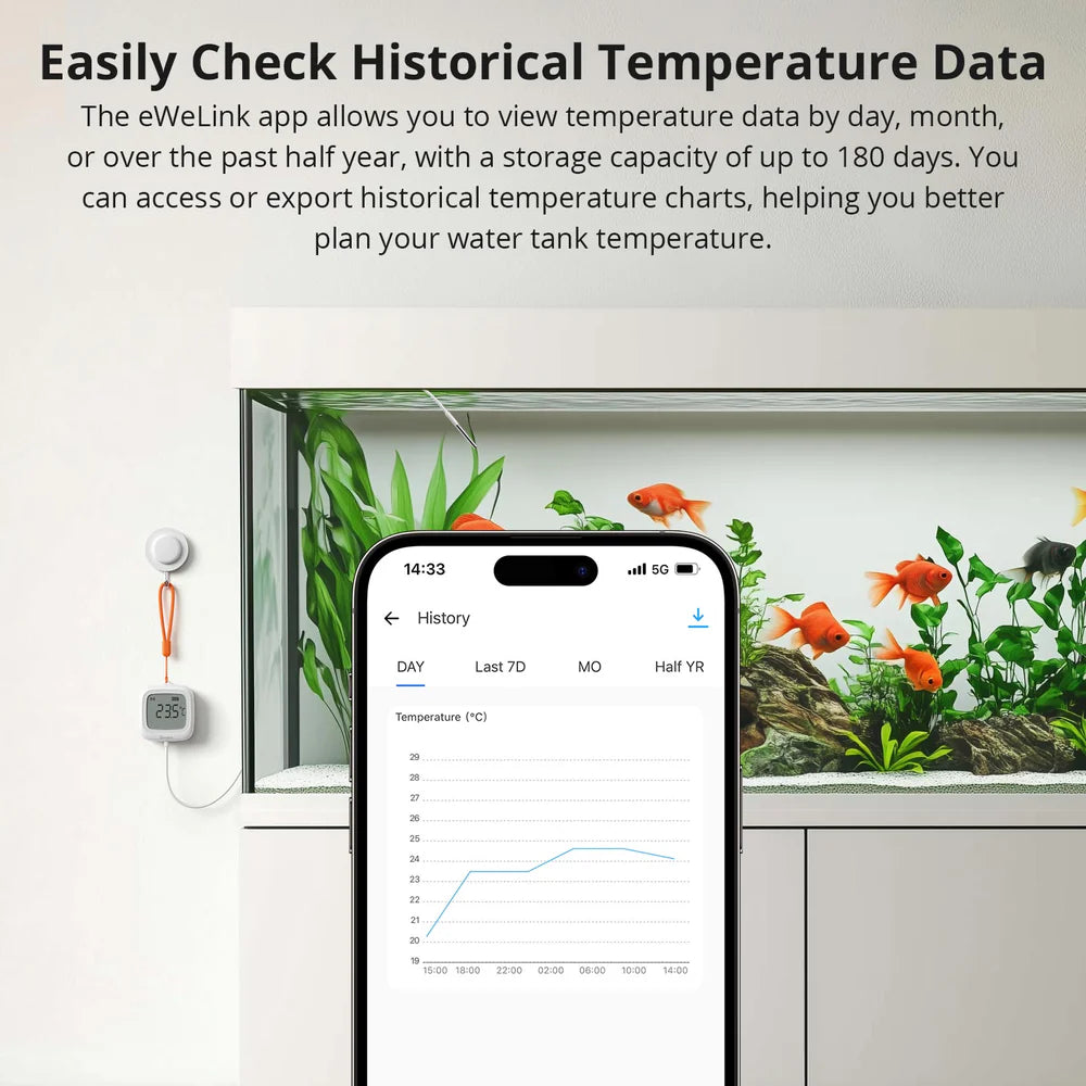 Temperatursensor Zigbee Sonoff SNZB-02LD IP65 mit LCD und externer Fühler