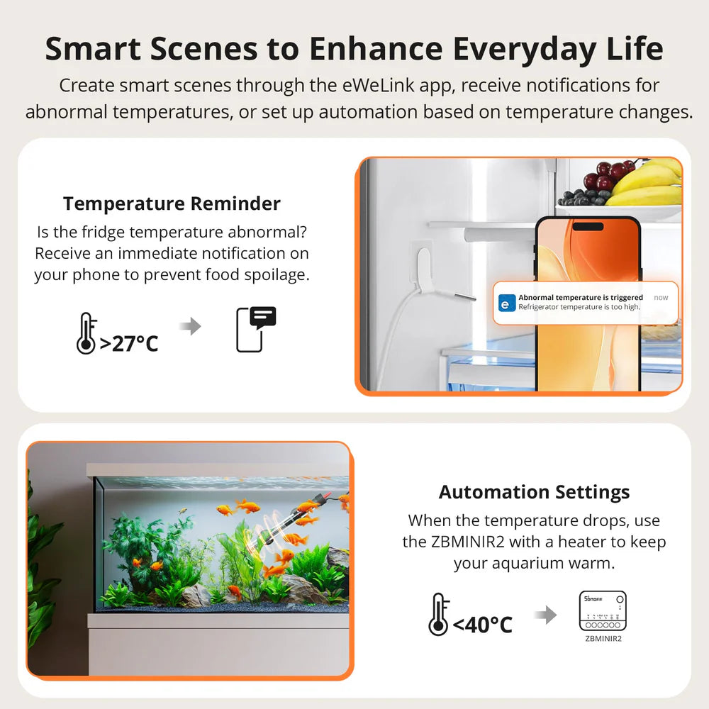 Temperatursensor Zigbee Sonoff SNZB-02LD IP65 mit LCD und externer Fühler