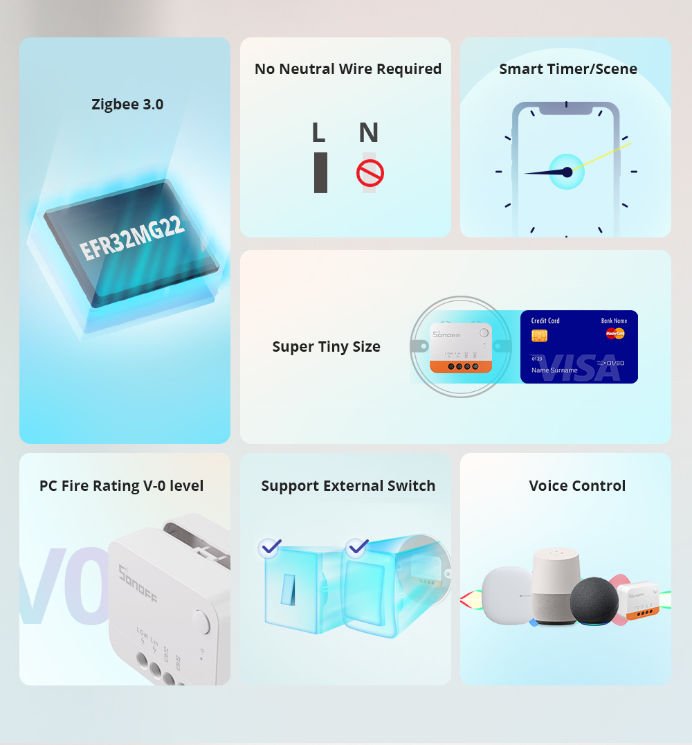 SONOFF Zigbee Smart Switch ZBMINIL2, kein Neutralleiter erforderlich!