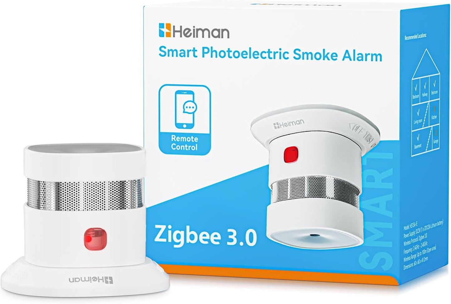 Zigbee 3.0 Rauchmelder Heiman HS1SA-E PLUS mit Temperatur-Sensor und Sirenenfunktion