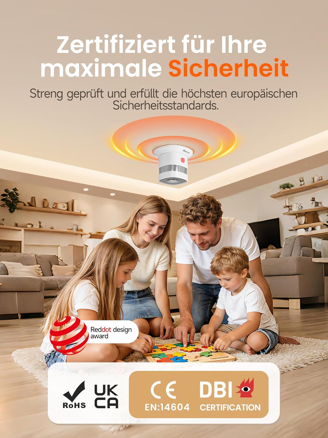 Zigbee 3.0 Rauchmelder Heiman HS1SA-E PLUS mit Temperatur-Sensor und Sirenenfunktion