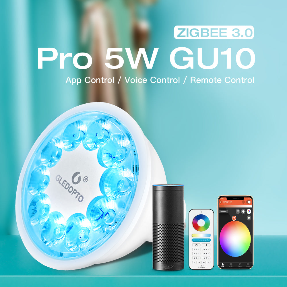 GLEDOPTO GL-S-006P Smart ZigBee 3.0 GU10 LED Spot 5W RGB+CCT (RGBCCT) – Farbwechsel & Dimmbar, Hue/Alexa/Home Assistant kompatibel