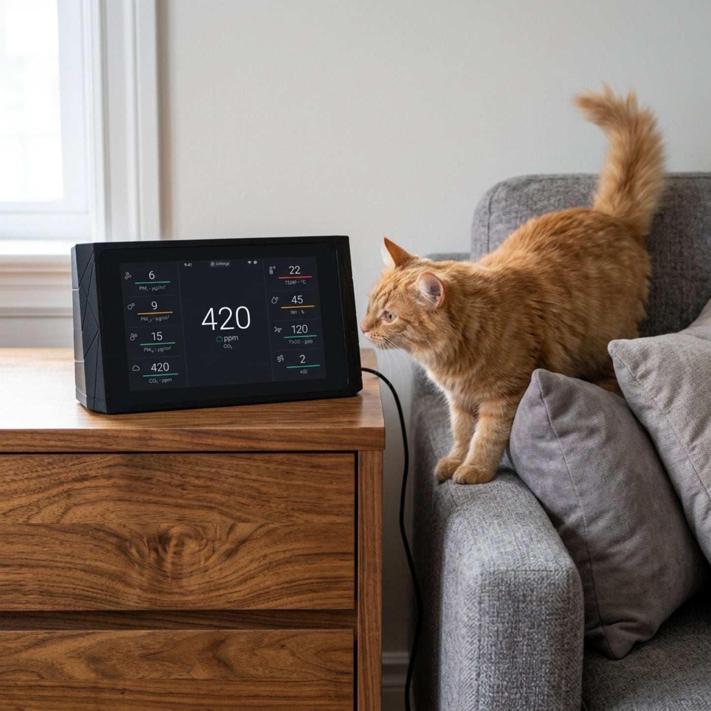 Indoor Air Quality Monitor - CO2, TVOC, PM Sensor, Luftfeuchtigkeit