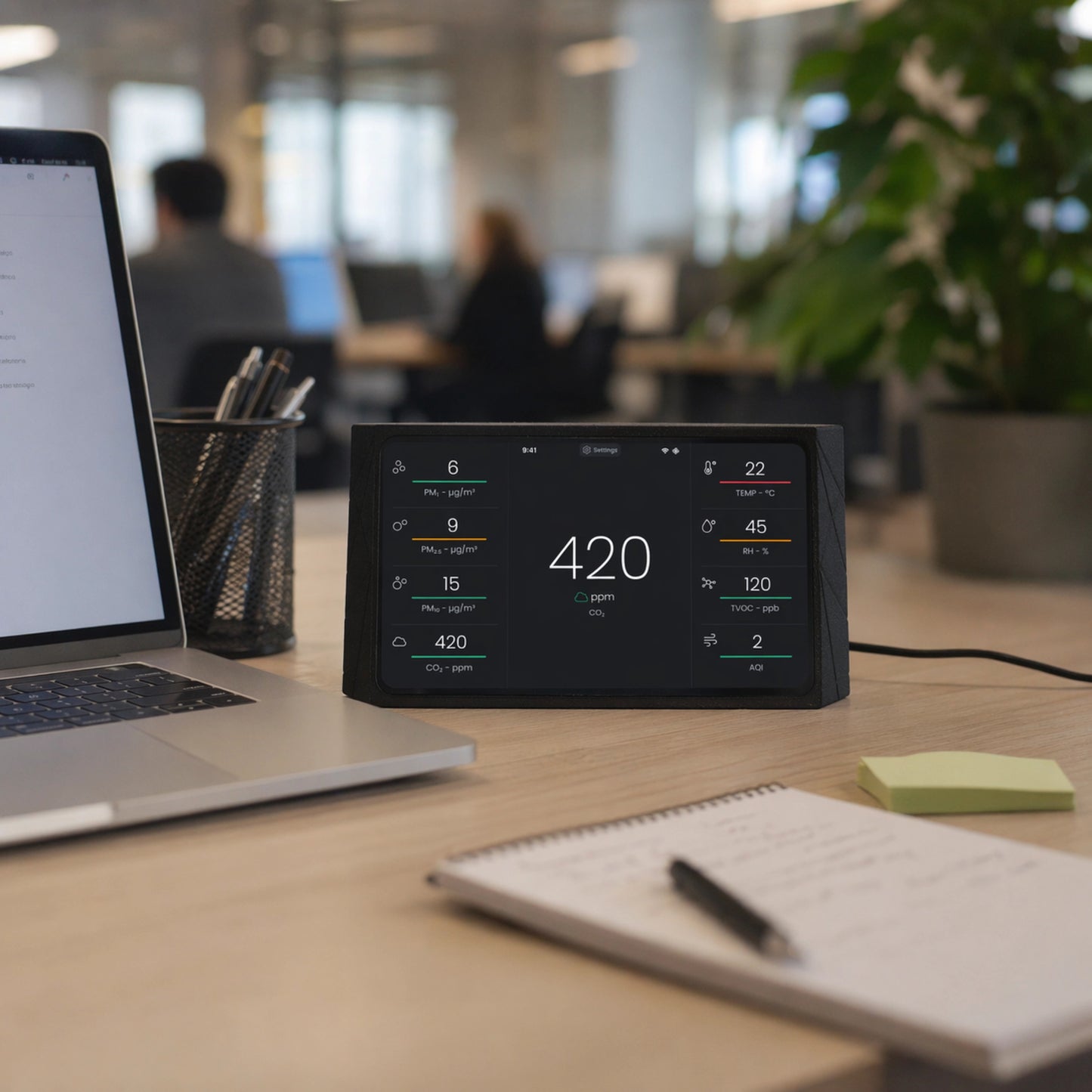 Indoor Air Quality Monitor - CO2, TVOC, PM Sensor, Luftfeuchtigkeit