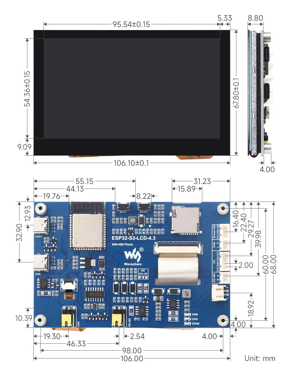Waveshare ESP32  S3-Touch-LCD-4.3 Display