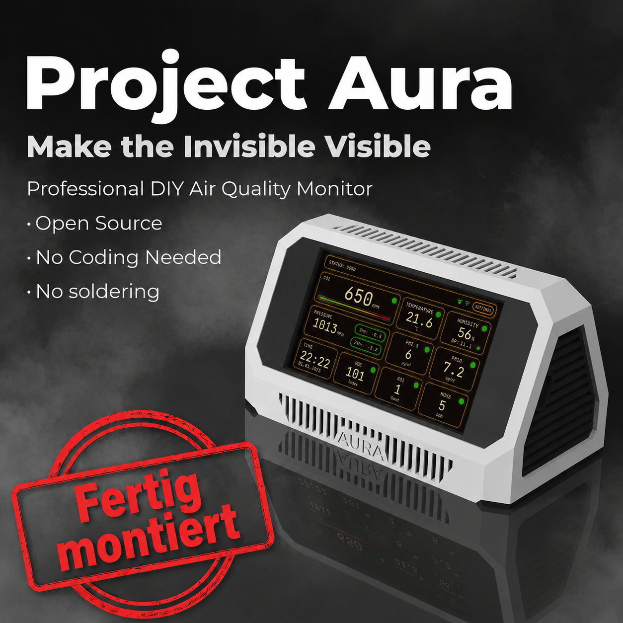 Luftsensor "Project AURA" - fertig montiert (inkl. Gehäuse)
