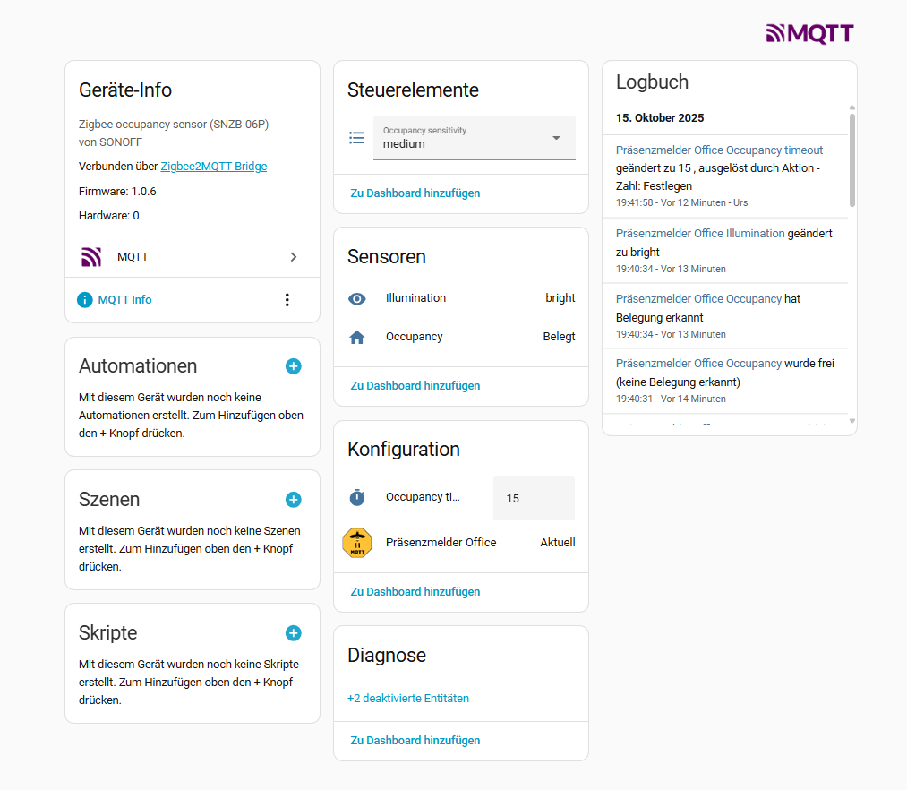 Präsenzmelder Zigbee Sonoff SNZB-06P