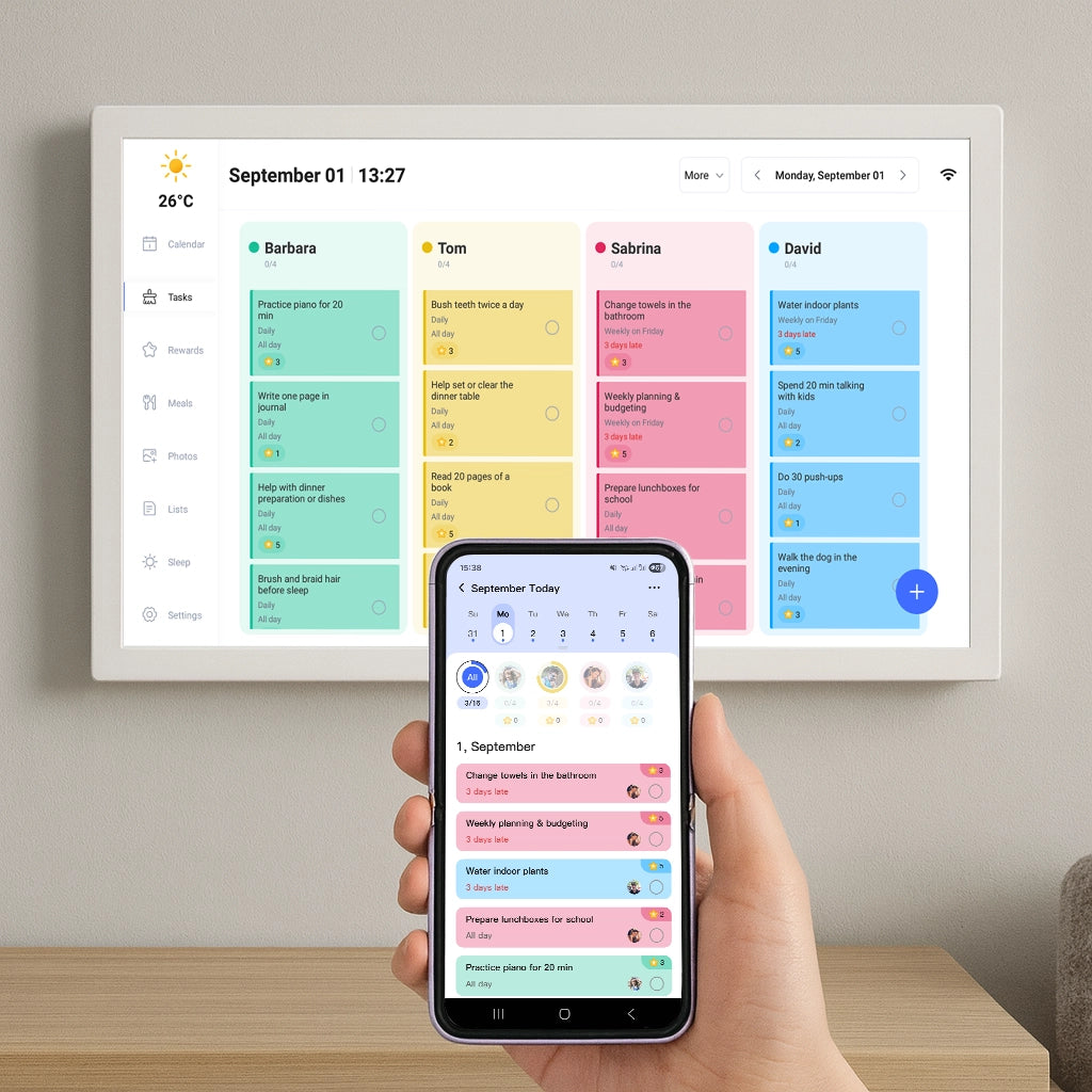 Digitaler Familienkalender mit Wi-Fi-Sync